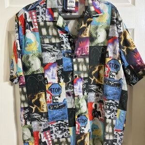 Zara Multicolor Graphic Men's Shirt
